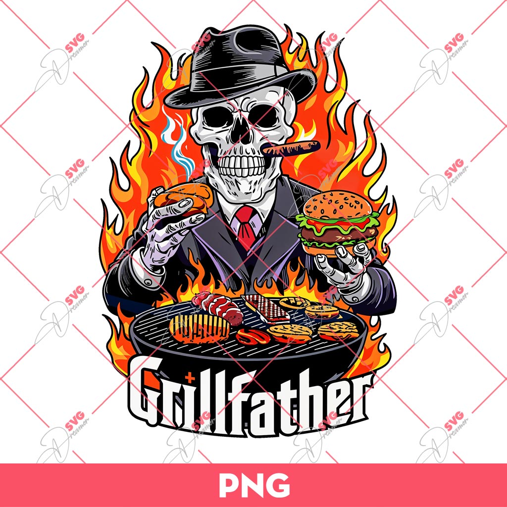 Skeleton Grillfather PNG, Fathers Day PNG, Skull Dad PNG