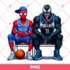 Spiderman And Venom Dallas Mavericks PNG, Superhero NBA Basketball PNG
