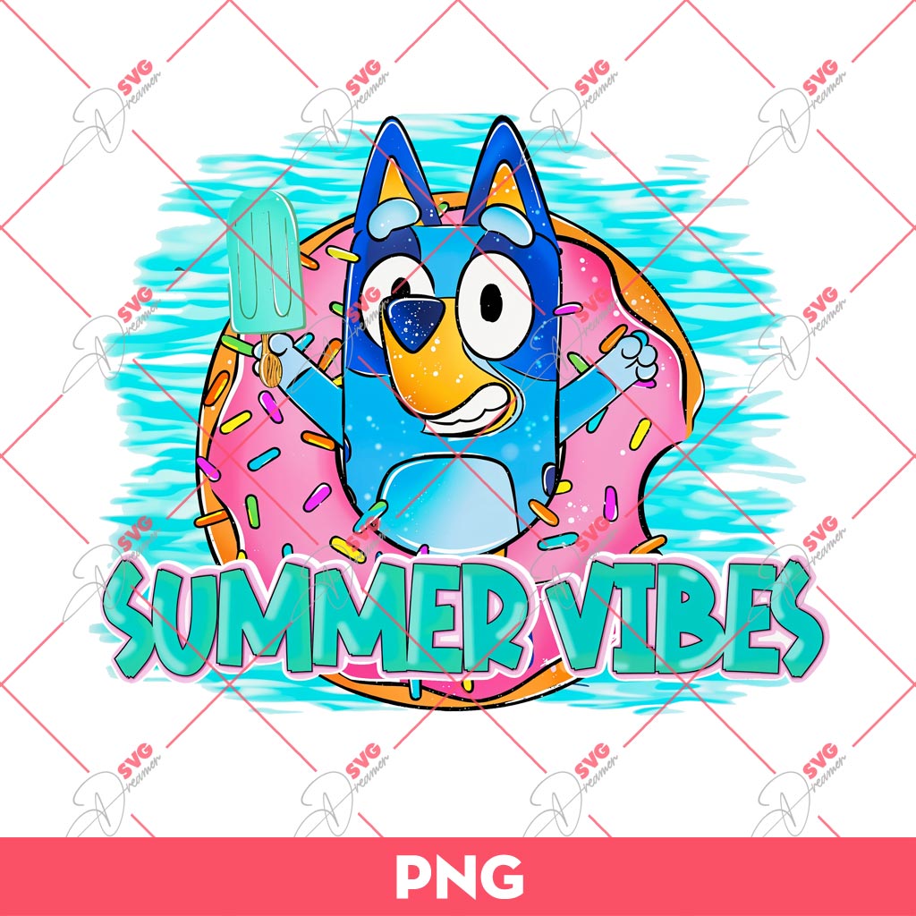 Summer Vibes Bluey PNG, Bluey PNG, Bluey Hello Summer PNG
