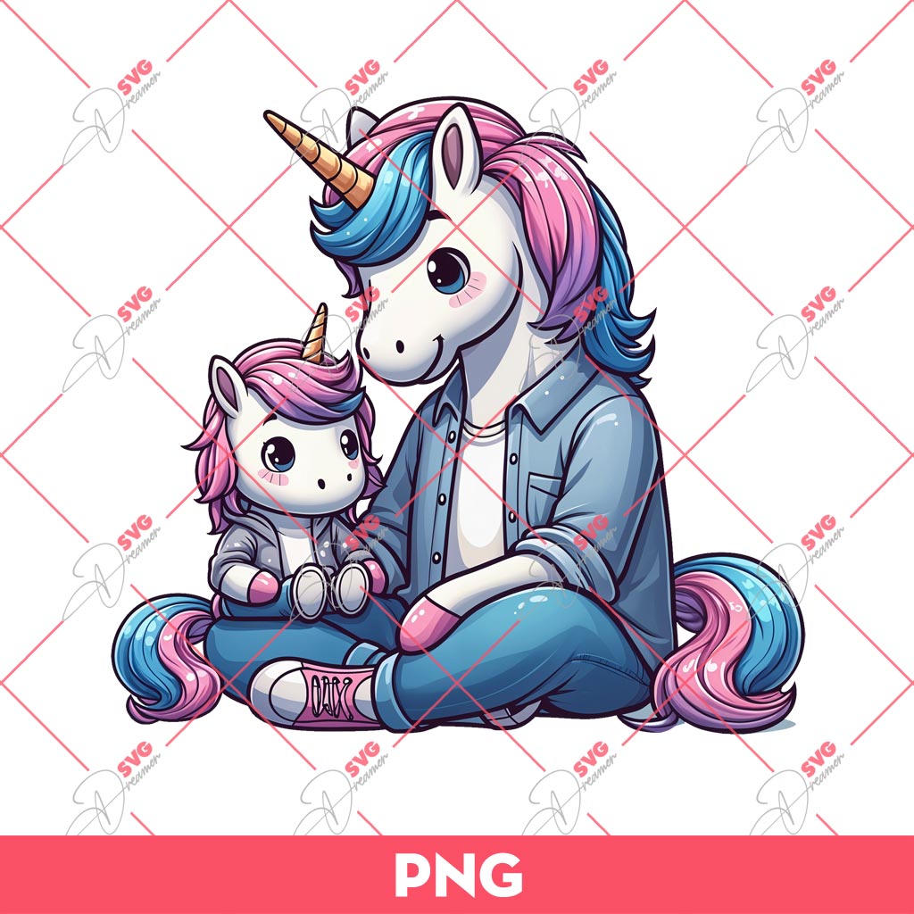 Unicorn Dad PNG, Fathers Day PNG, Unicorn Happy Fathers Day PNG