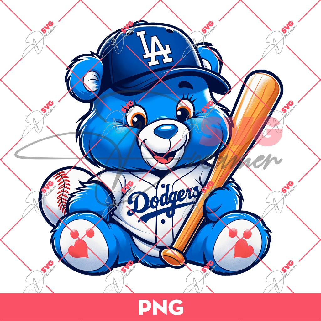 Care Bear LA Dodgers PNG, Care Bear MLB Baseball PNG, Los Angeles Dodgers PNG