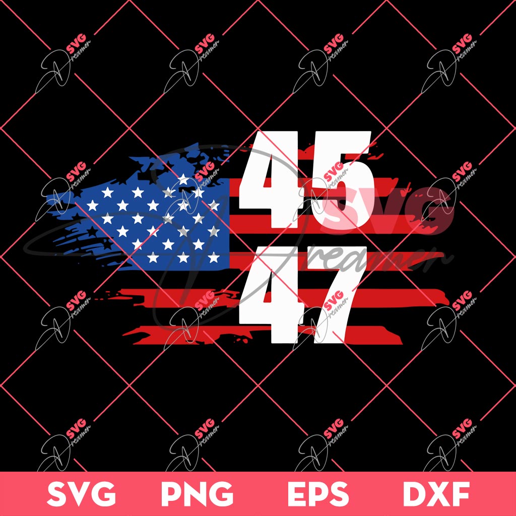 45 47 Trump SVG PNG, Vintage Trump USA Flag SVG PNG