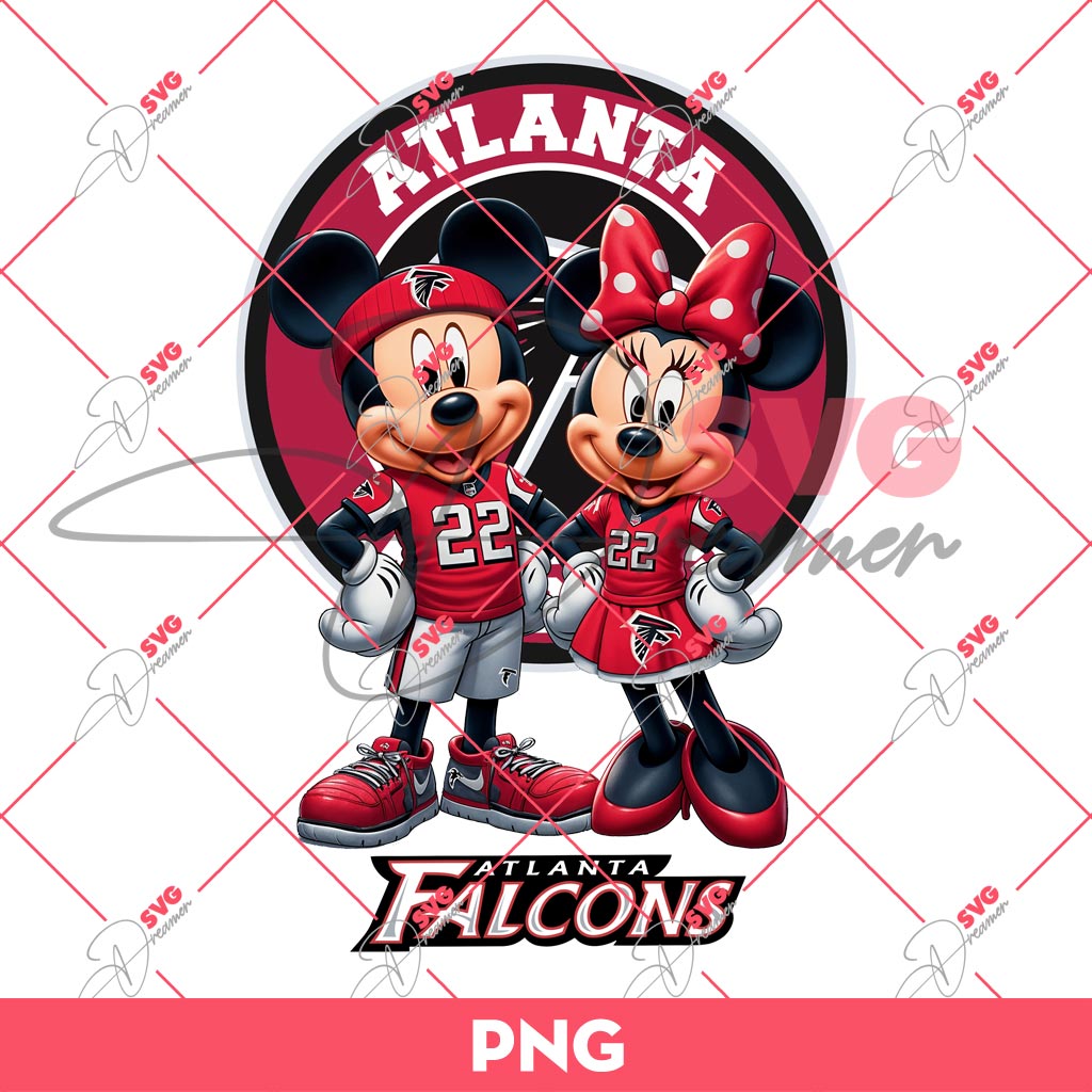 Atlanta Falcons NFL Mickey And Minnie PNG, Disney Football PNG