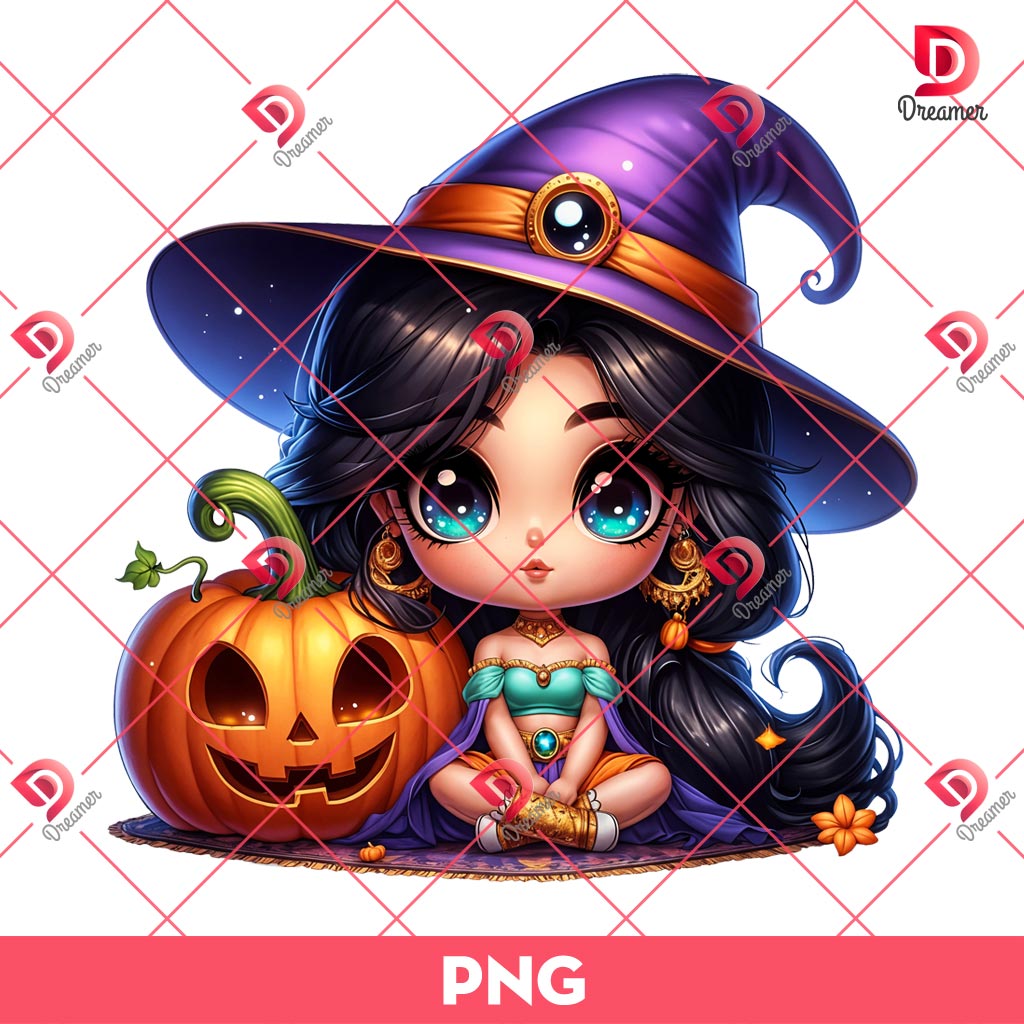 Baby Jasmine Princess Halloween PNG, Jasmine Witch Halloween PNG
