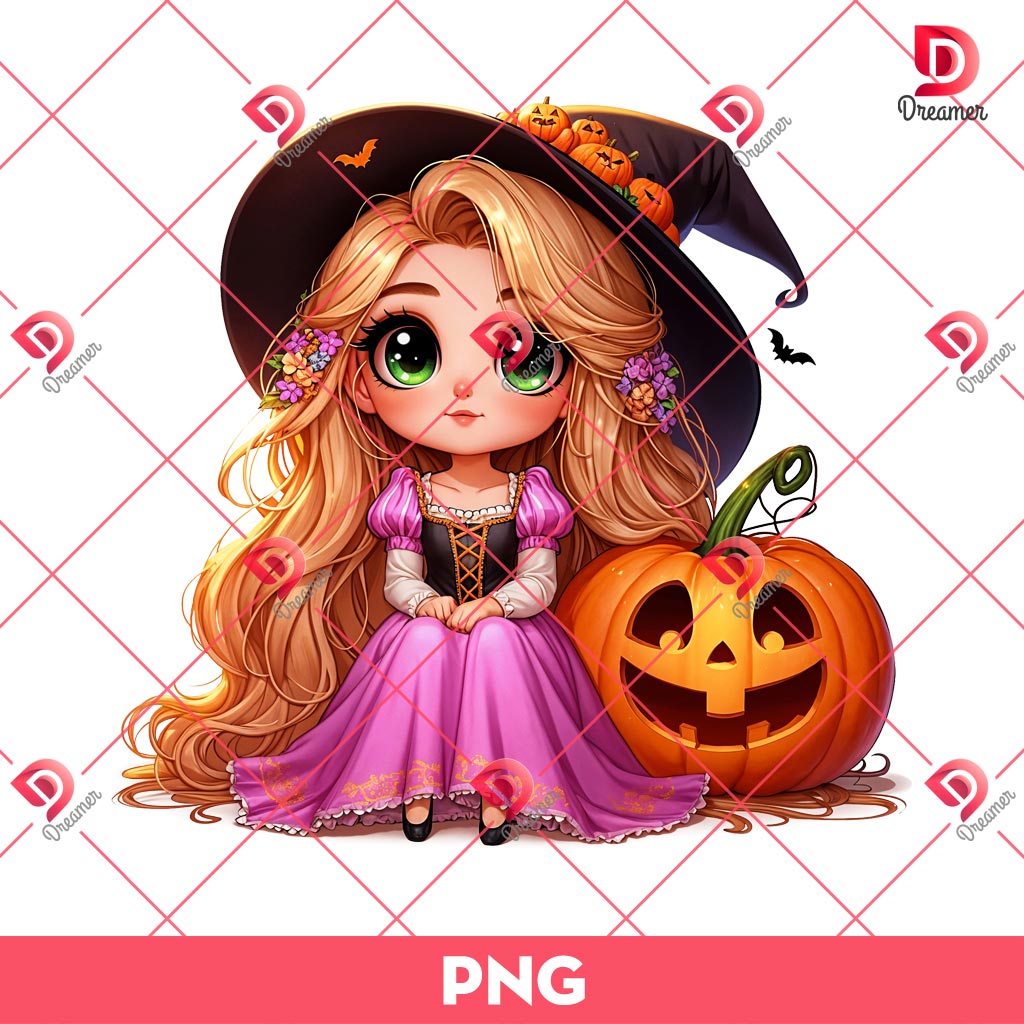Baby Rapunzel Princess Halloween PNG, Rapunzel Witch Halloween PNG