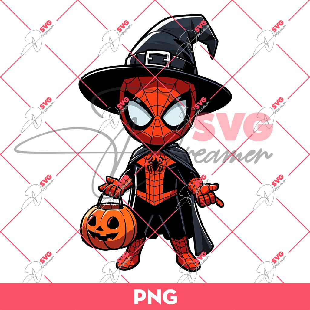 Baby Spiderman Halloween PNG, Spiderman Witches Halloween PNG