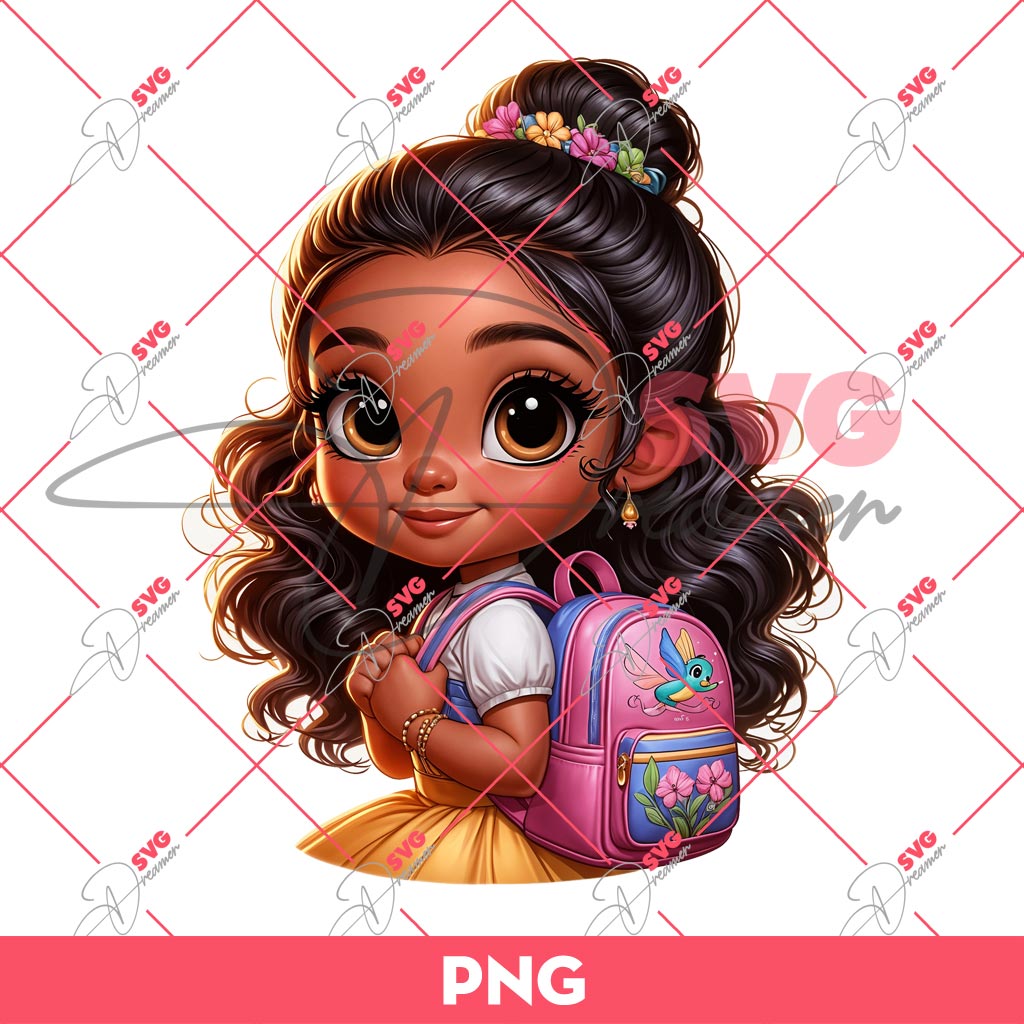 Baby Tiana Princess Back To School PNG, Baby Disney Princess PNG, First Day Of School PNG