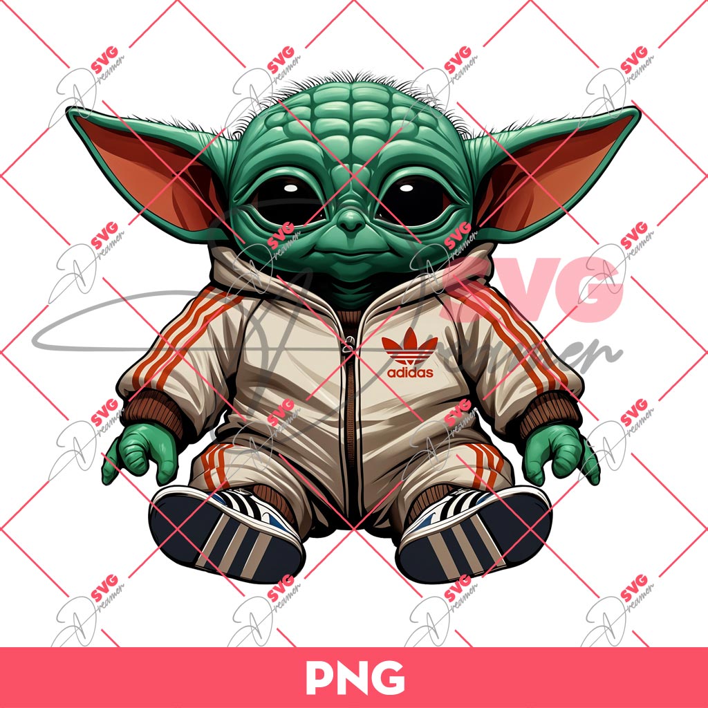 Baby Yoda Wearing Adidas Outfits PNG, Star Wars Yoda Adidas PNG