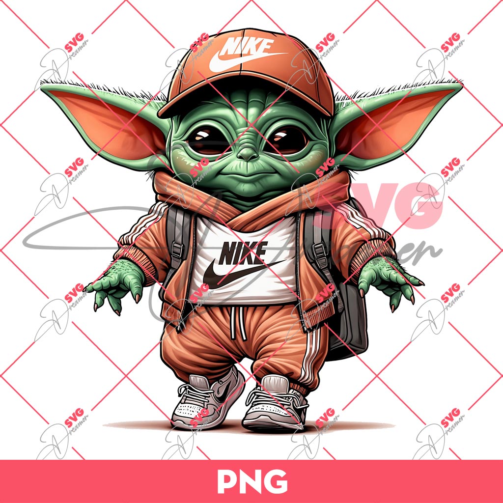 Baby Yoda Wearing Nike Outfits PNG, Star Wars Yoda Nike PNG