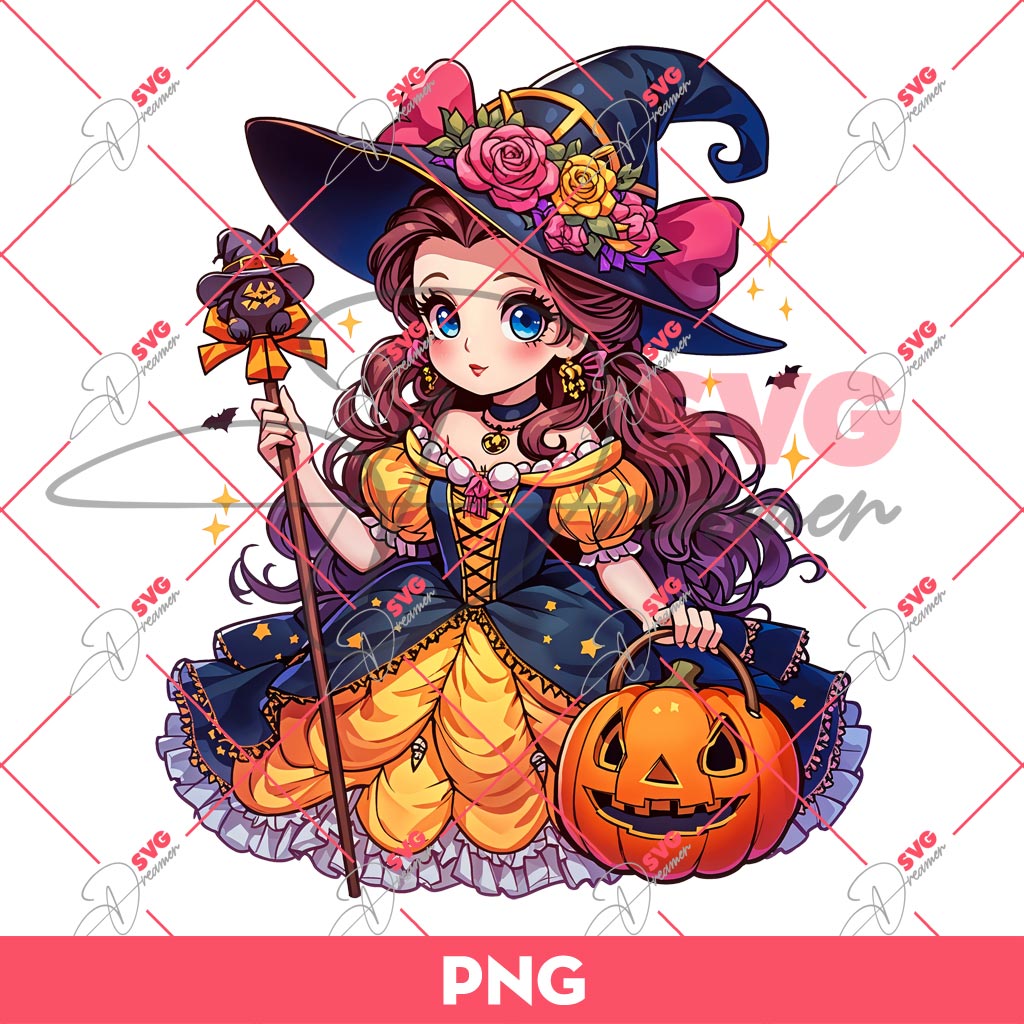 Belle Witch Halloween PNG, Disney Princess Halloween PNG