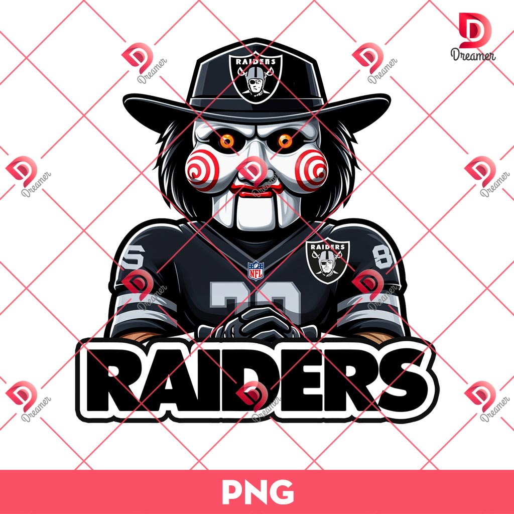 Billy Jigsaw Raiders NFL PNG, Horror Character Las Vegas Raiders Football PNG