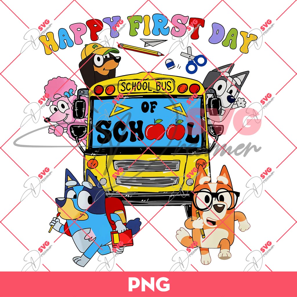 Bluey School Bus PNG, Bluey Back To School PNG