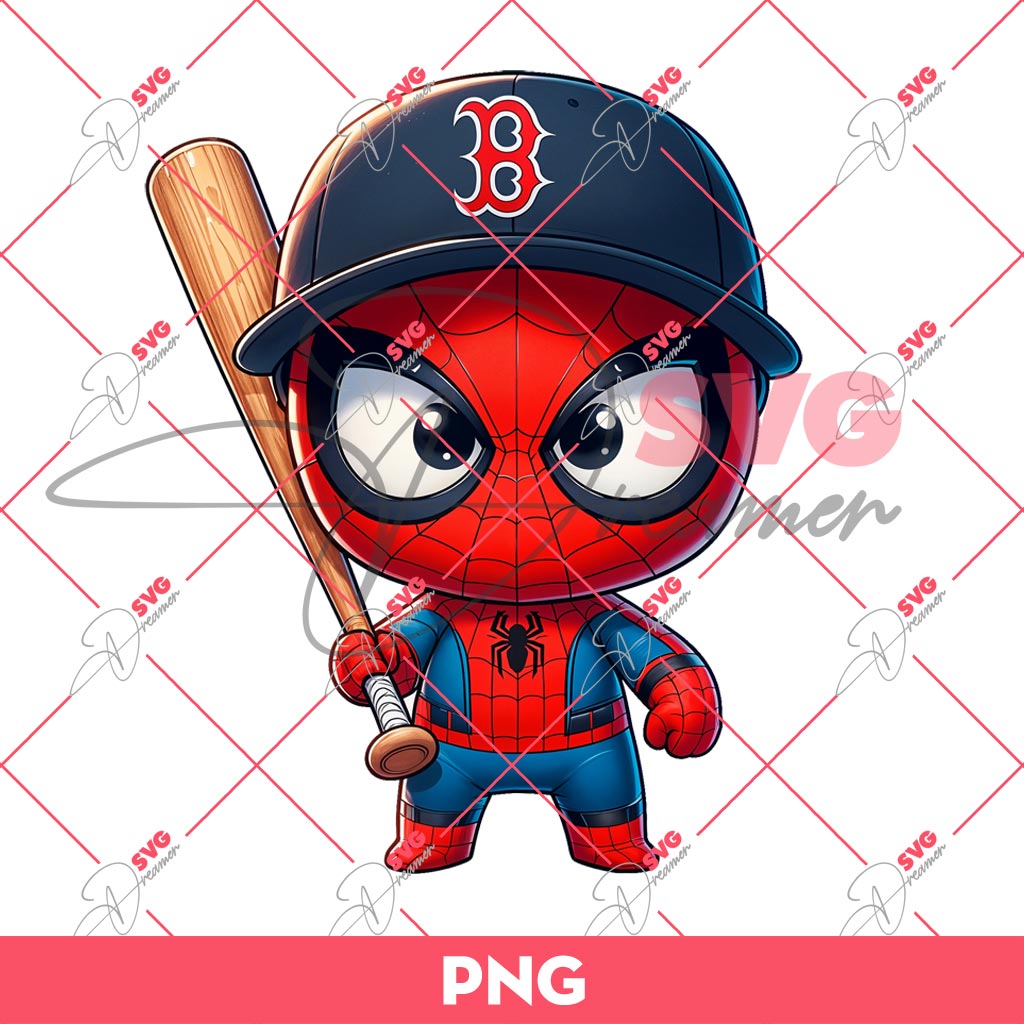 Boston Red Sox Spiderman PNG, Baby Spiderman MLB Baseball PNG