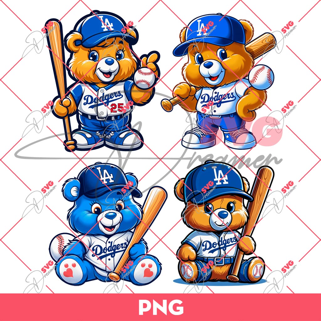 Care Bear LA Dodgers PNG, Care Bear MLB Baseball PNG, Los Angeles Dodgers PNG