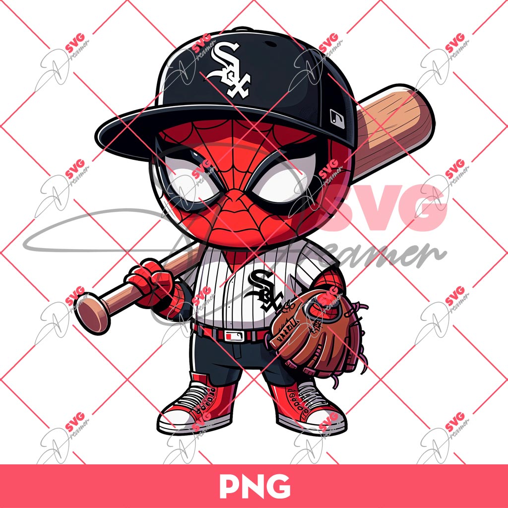 Chicago White Sox Spiderman PNG, Baby Spiderman MLB Baseball PNG