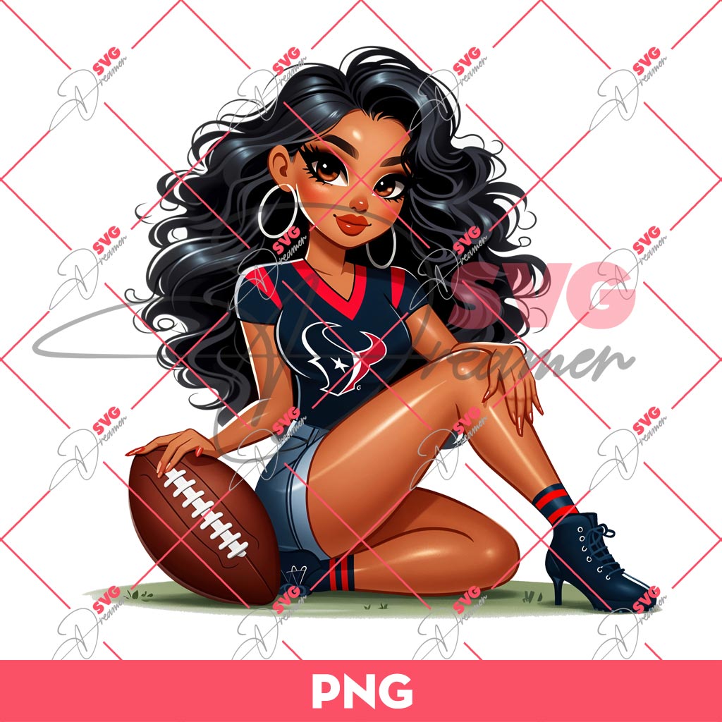 Chicana Girl Houston Texans PNG, Cute Girl Texans NFL Football PNG