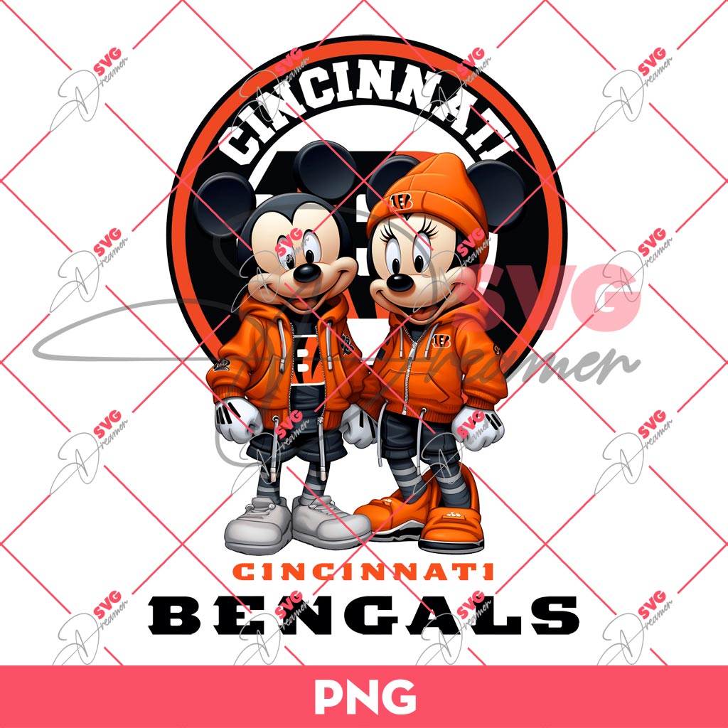 Cincinnati Bengals NFL Mickey Minnie PNG, Disney Football PNG