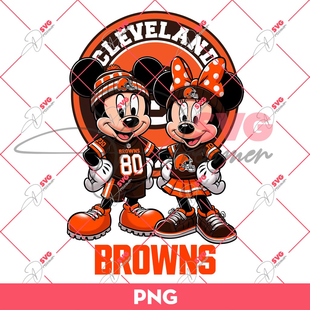 Cleveland Browns NFL Mickey And Minnie PNG, Disney Football PNG