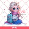Cute Baby Elsa Princess Back To School PNG, Baby Elsa Kindergarten PNG