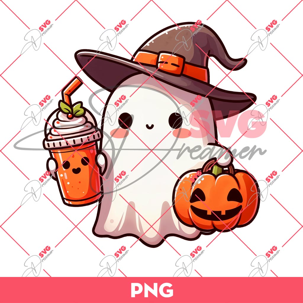 Cute Ghost Halloween PNG, Cute Boo And Pumpkin Halloween PNG