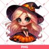 Cute Girl Witch Halloween PNG, Cartoon Girl Witch PNG, Halloween PNG
