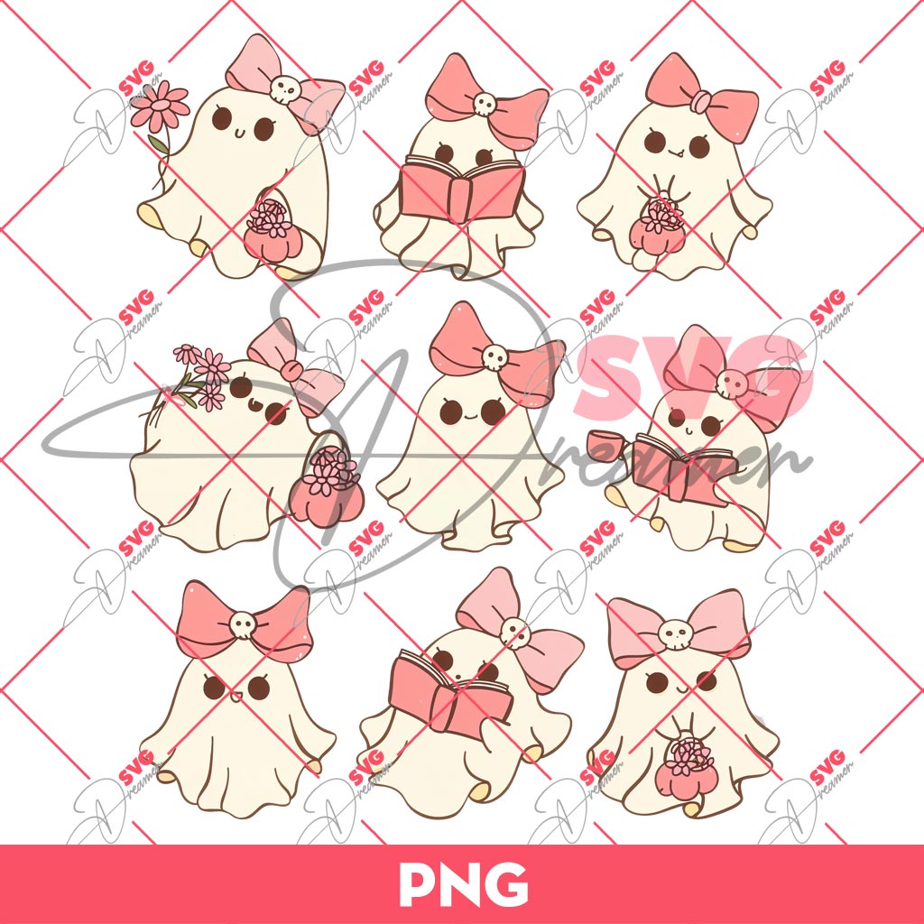 Cute Pink Ghost PNG, Cute Boo Halloween PNG
