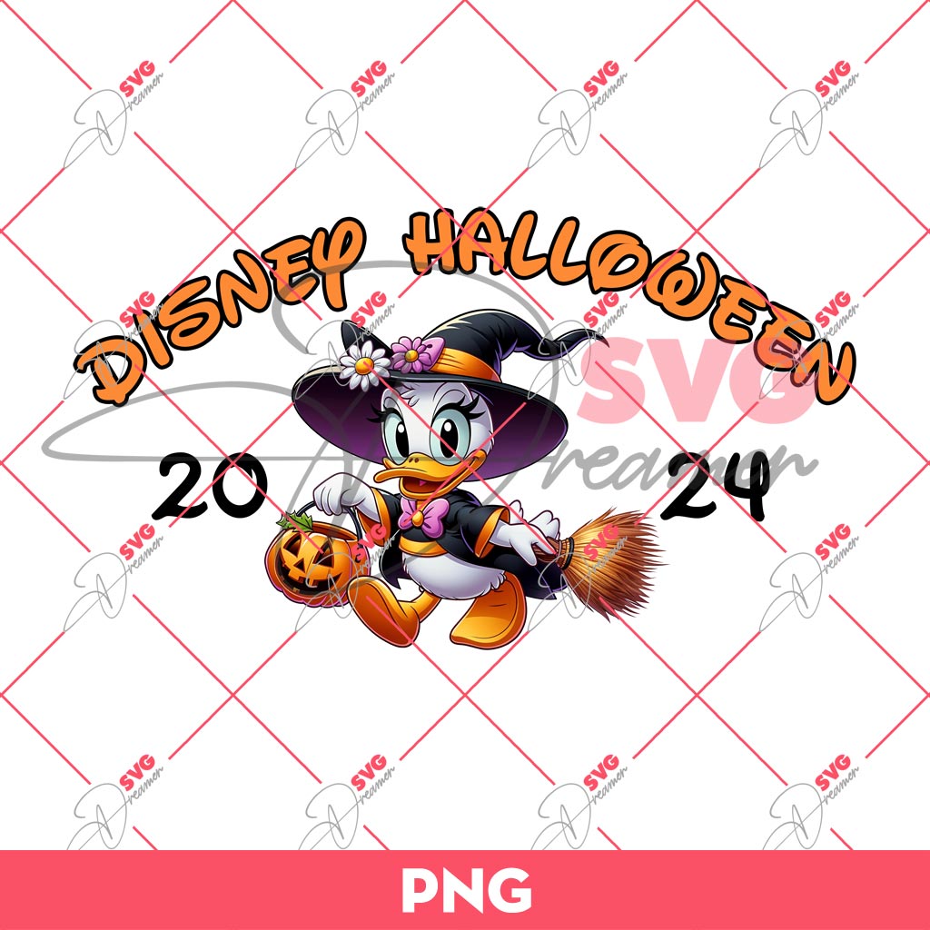 Daisy Duck Witch Halloween PNG, Disney Halloween 2024 PNG