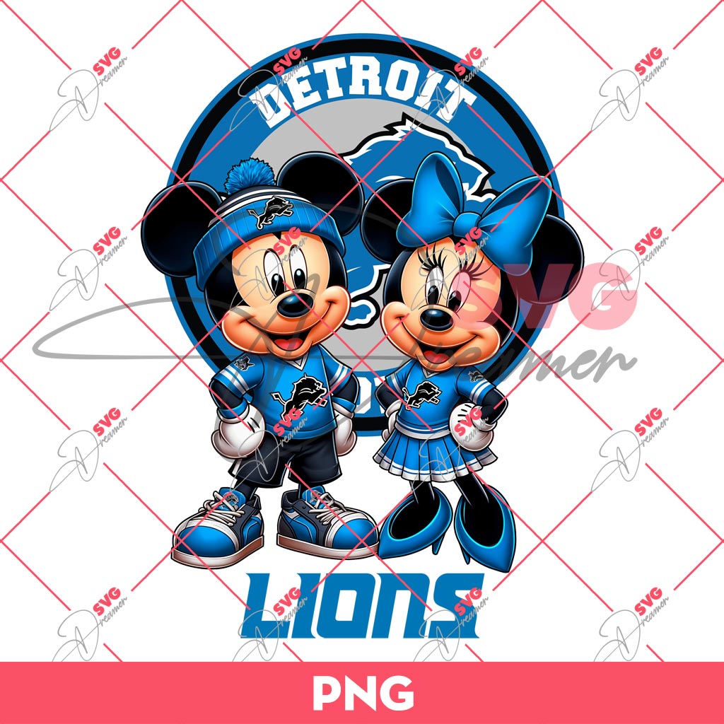 Detroit Lions NFL Mickey And Minnie PNG, Disney Football PNG