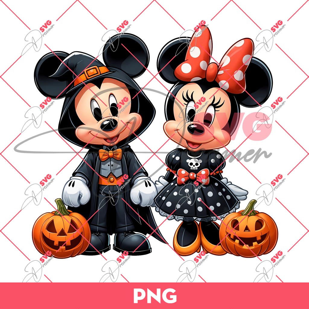 Disney Halloween 2024 PNG, Disney Mickey Minnie Halloween PNG