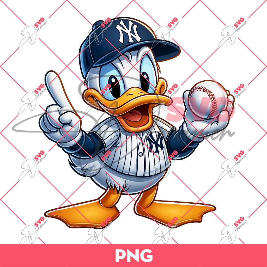 Donald Duck NY Yankees PNG, Disney Duck MLB Baseball PNG, New York Yankees PNG