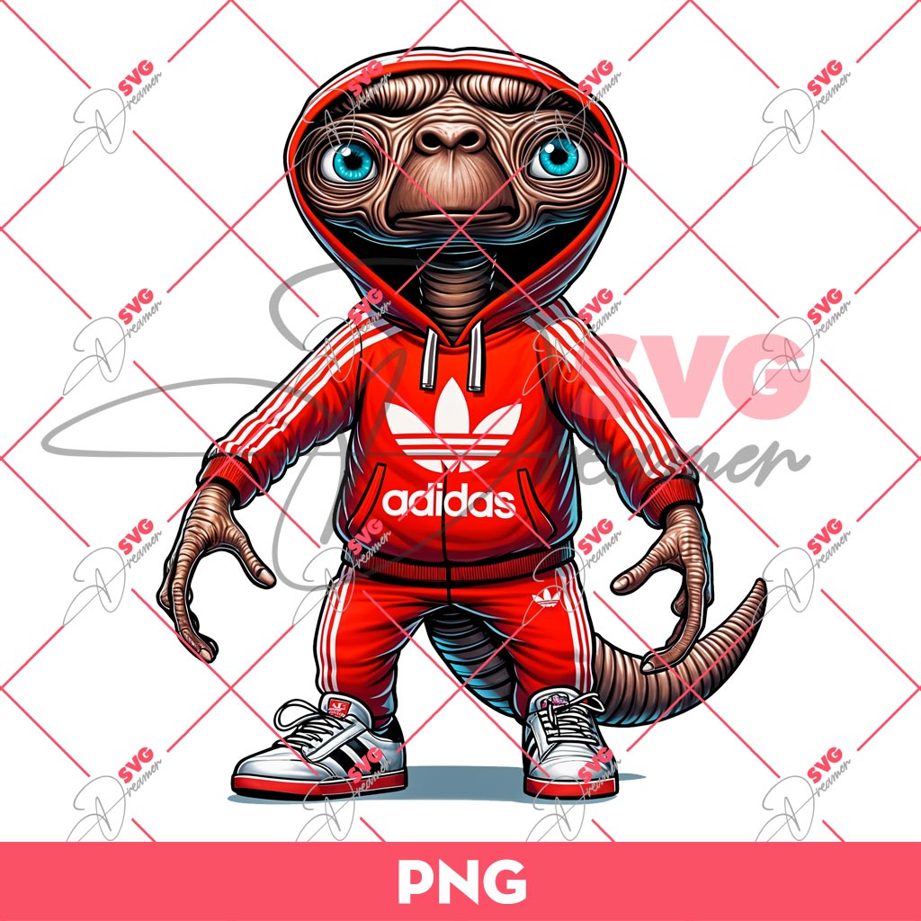 E.T Alien Wearing Adidas Outfits PNG