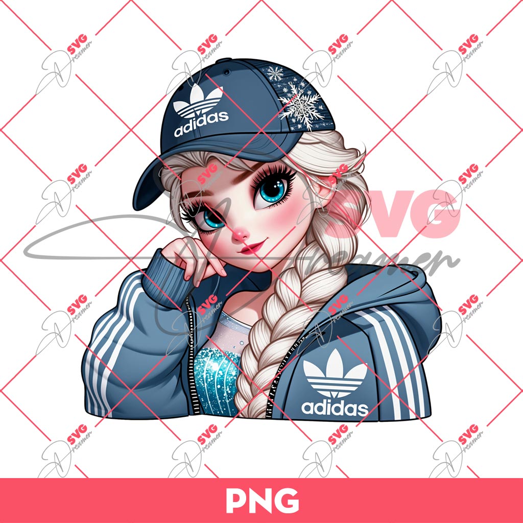 Elsa Adidas Fashion PNG, Disney Elsa Princess Wearing Adidas Outfits PNG