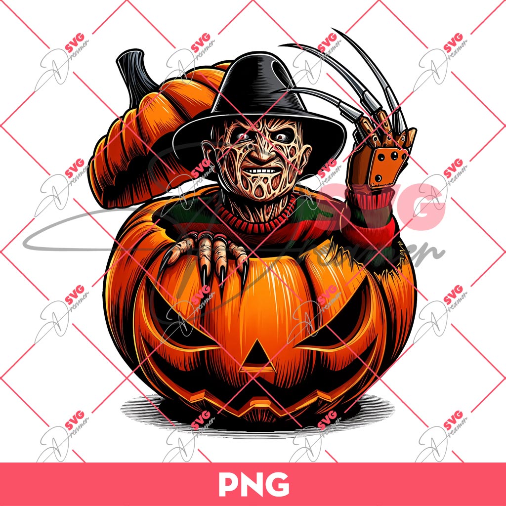 Freddy Krueger In Pumpkin Halloween PNG, Horror Characters Halloween PNG
