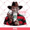 Freddy Krueger Drinks Starbucks Coffee PNG, Horror Killer Coffee PNG, Halloween Coffee PNG