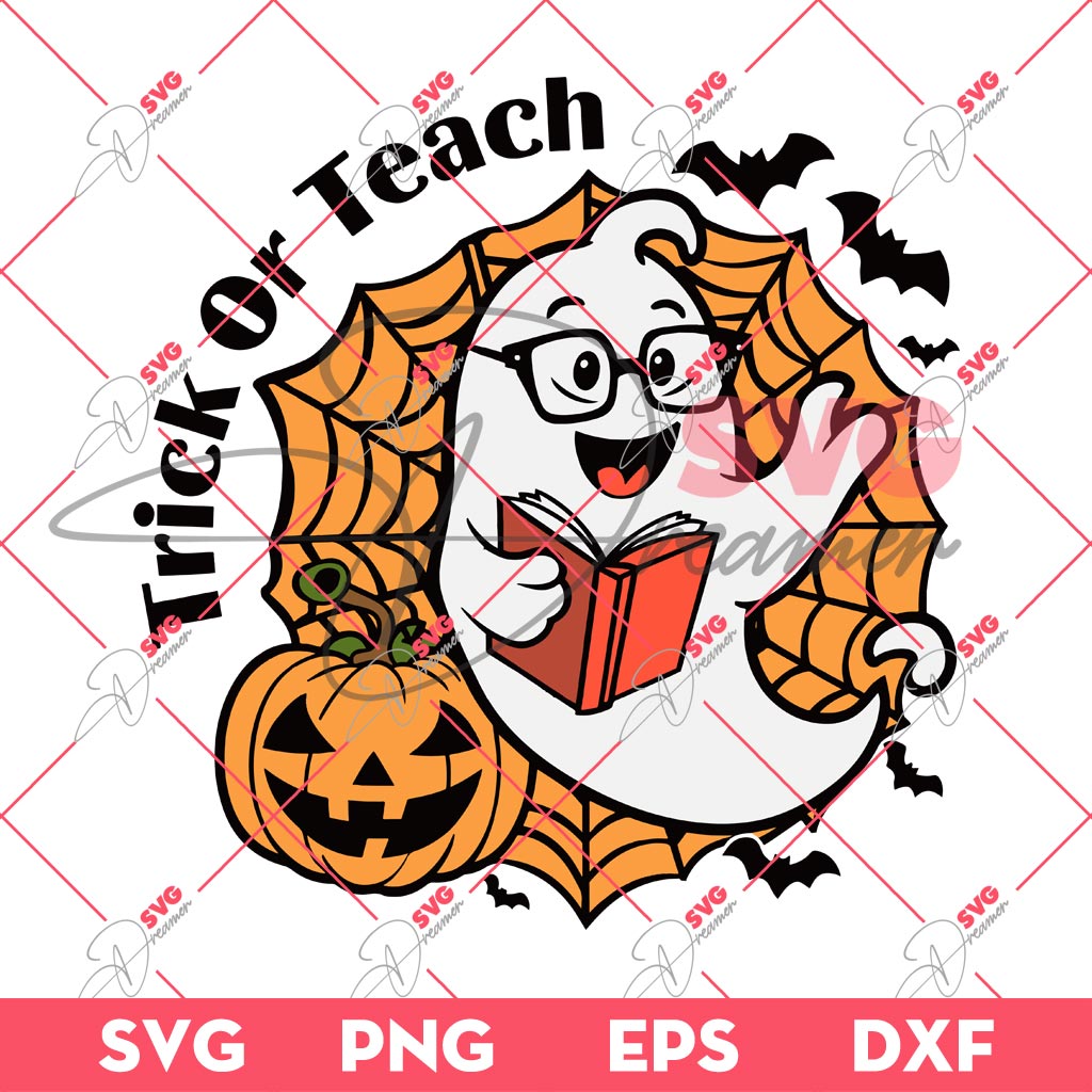 Ghost School Trick Or Teach SVG PNG, Spooky Vibes SVG PNG, School Halloween PNG