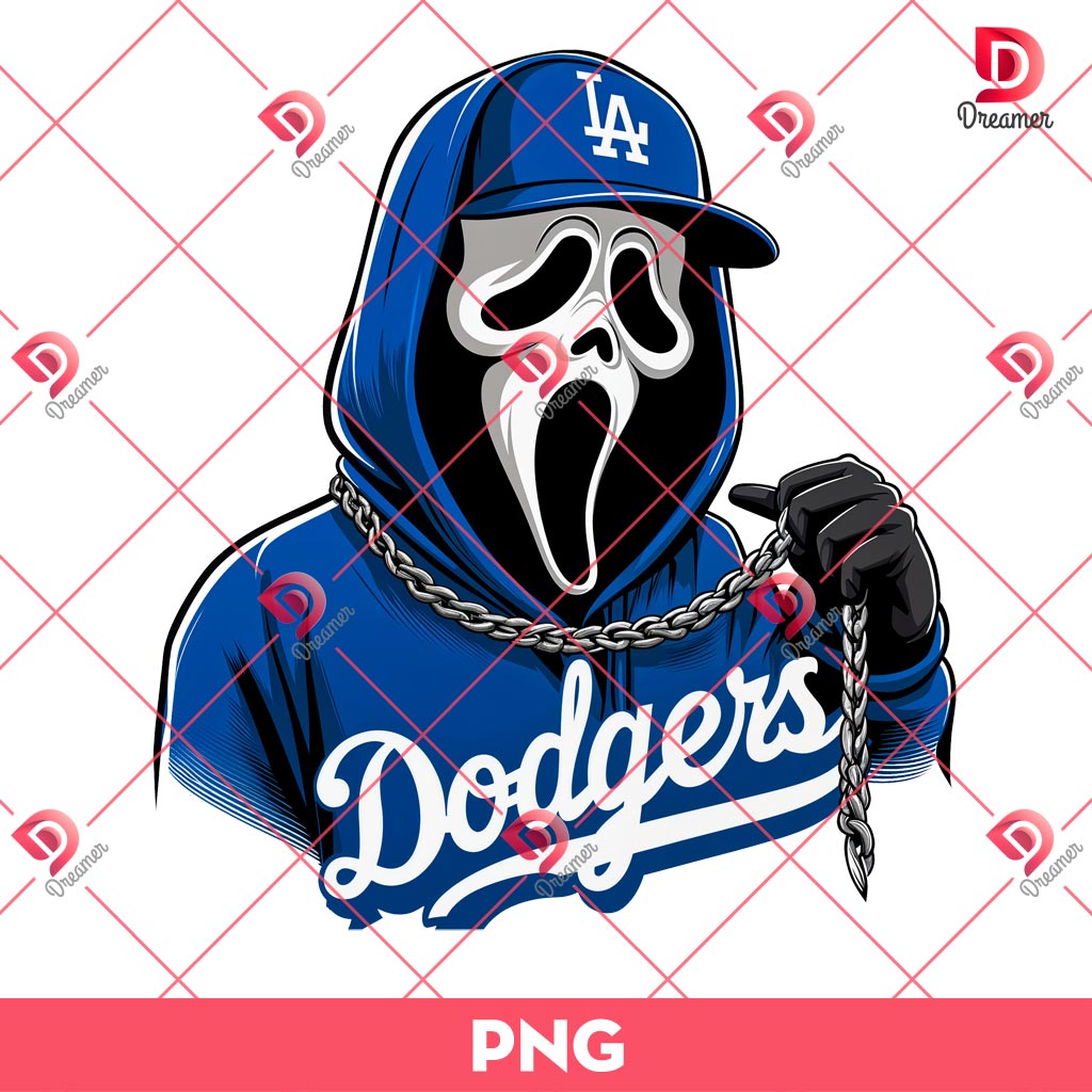 Ghostface LA Dodgers PNG, Los Angeles Dodgers PNG, Horror Character NFL Football PNG