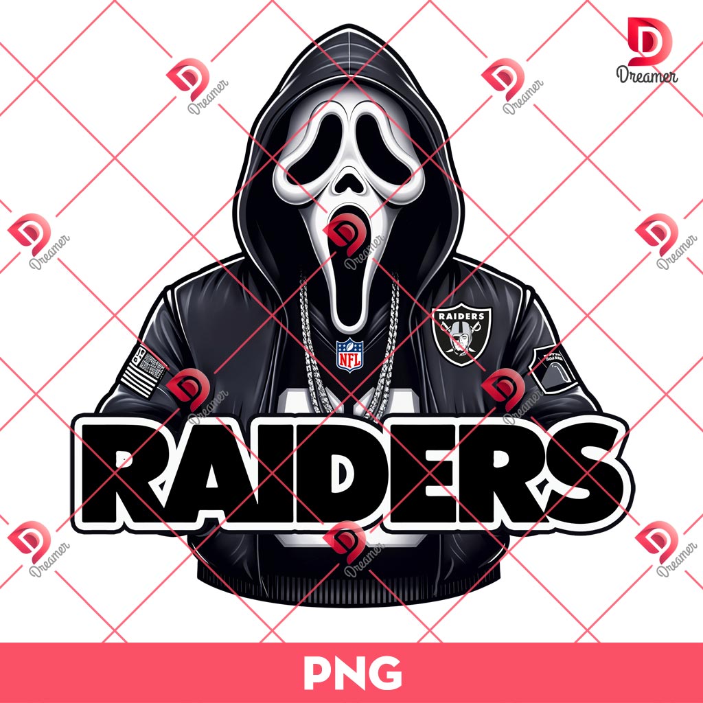 Ghostface Raiders NFL PNG, Horror Character Las Vegas Raiders Football PNG