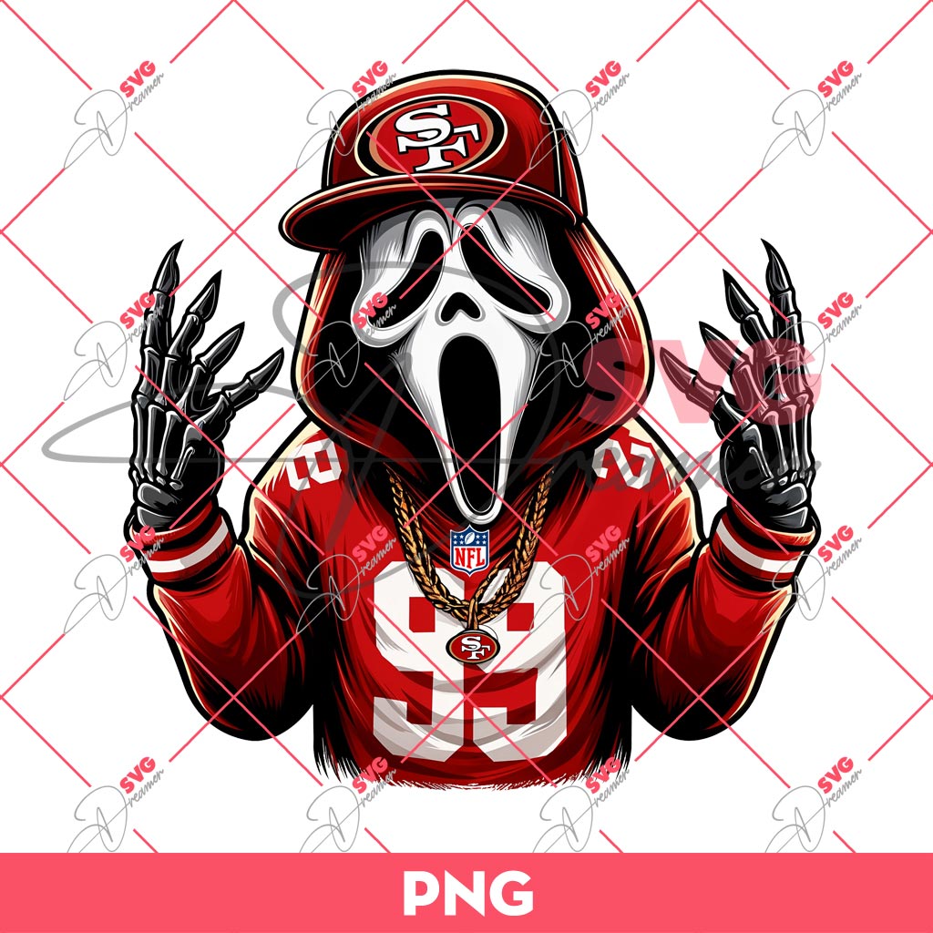 Ghostface San Francisco 49ers PNG, Horror Character Football PNG