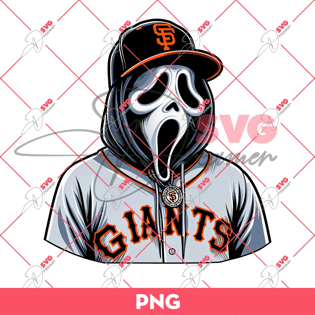 Ghostface San Francisco Giants PNG, Horror Movie Killer Fan Giants Baseball PNG