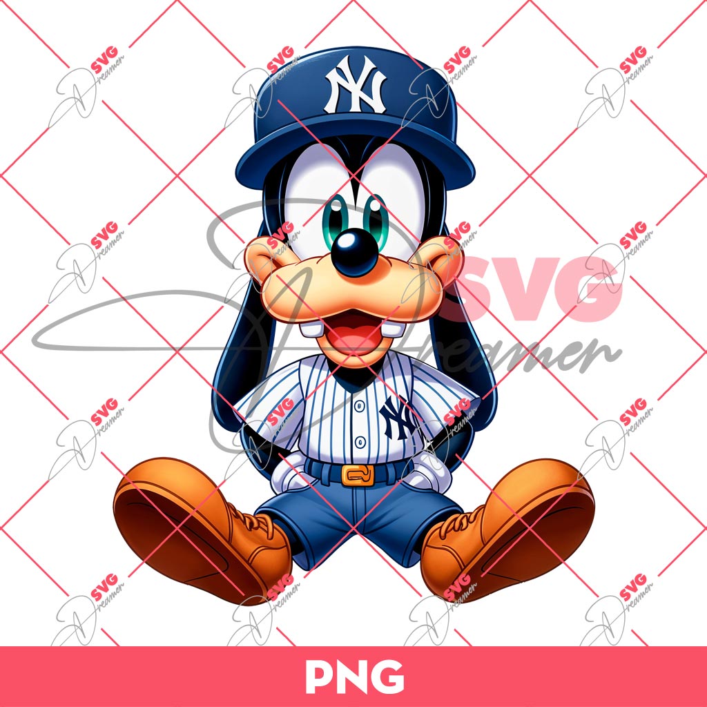 Goofy Dog NY Yankees PNG, Disney Goofy Dog MLB Baseball PNG, New York Yankees Team PNG