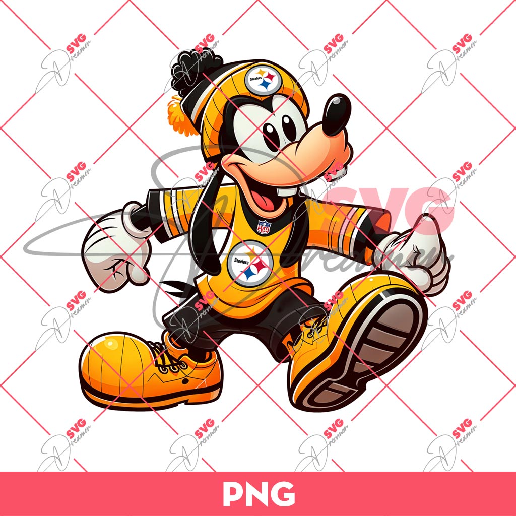 Goofy Dog Pittsburgh Steelers PNG, Disney Goofy NFL Football PNG