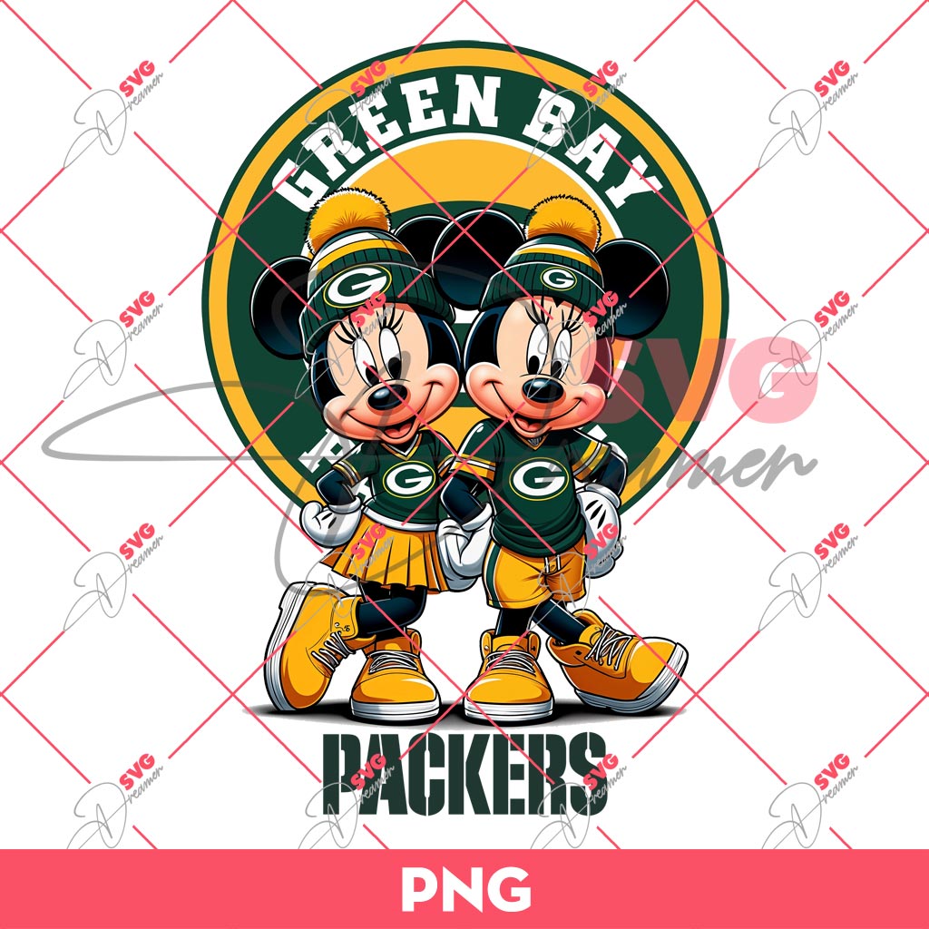 Green Bay Packers NFL Mickey And Minnie PNG, Disney Football PNG