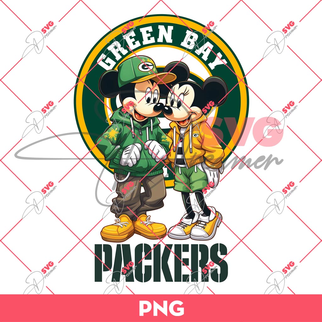 Green Bay Packers NFL Mickey Minnie PNG, Disney Football PNG
