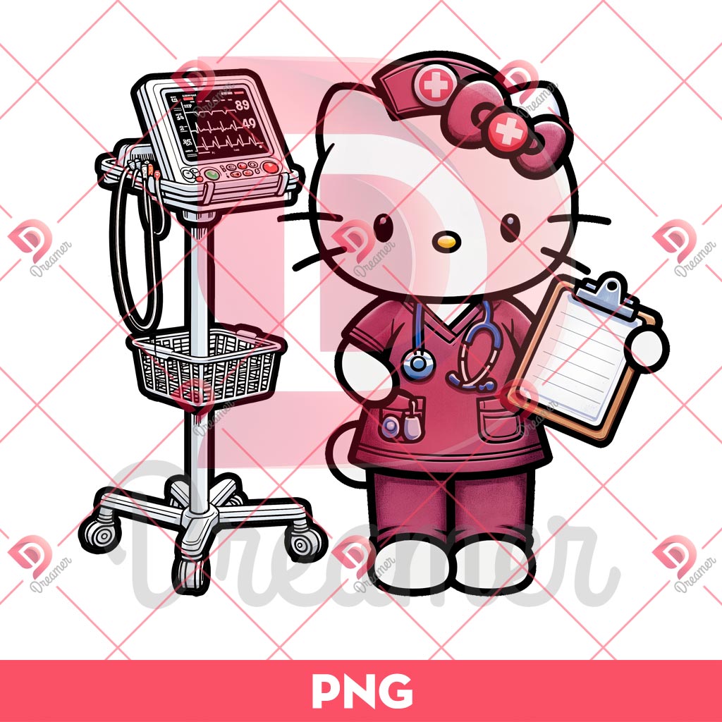 Hello Kitty Nurse With Vital Machine PNG, HK In Hospital PNG