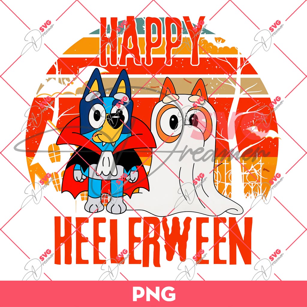 Happy Heelerween PNG, Bluey Bingo Halloween PNG