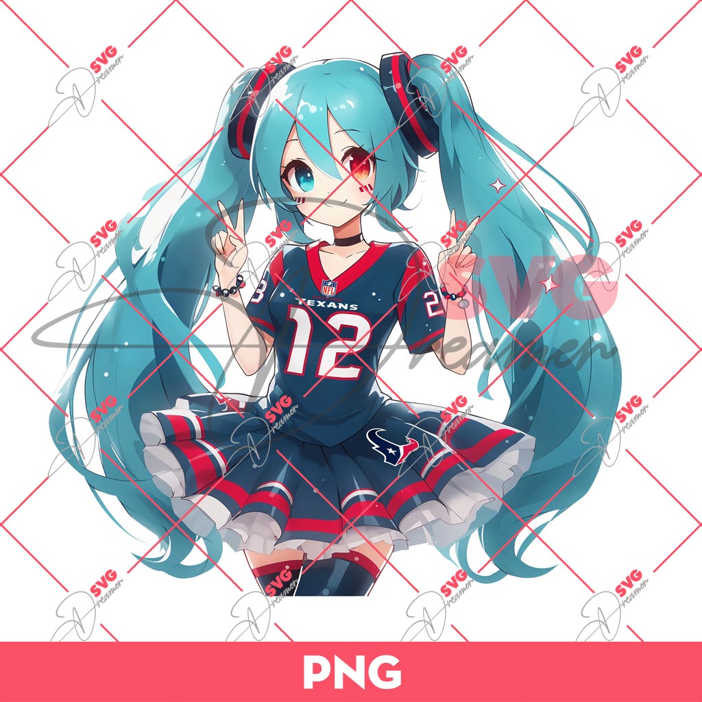 Hatsune Miku Houston Texans PNG, Hatsune Miku NFL Football PNG