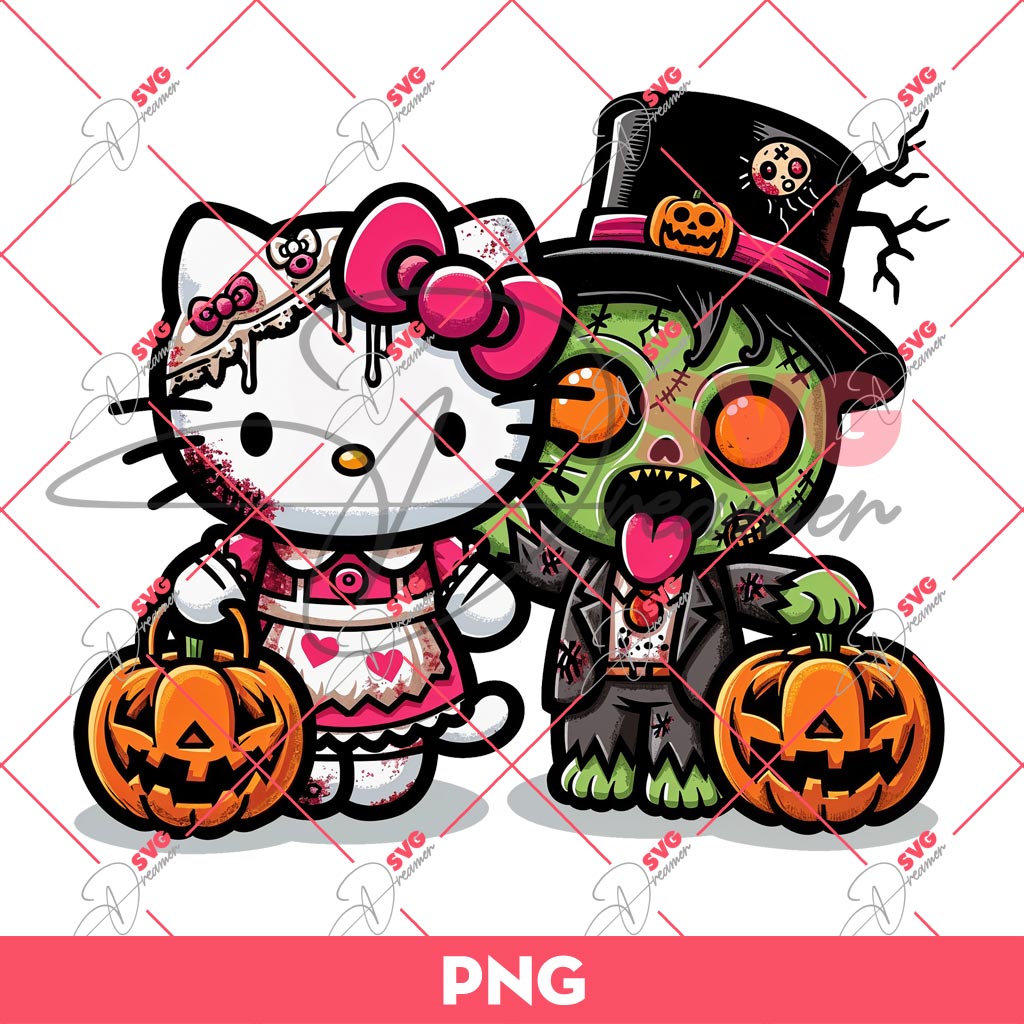Hello Kitty And Zombie PNG, Hello Kitty Halloween PNG, Zombie Halloween PNG