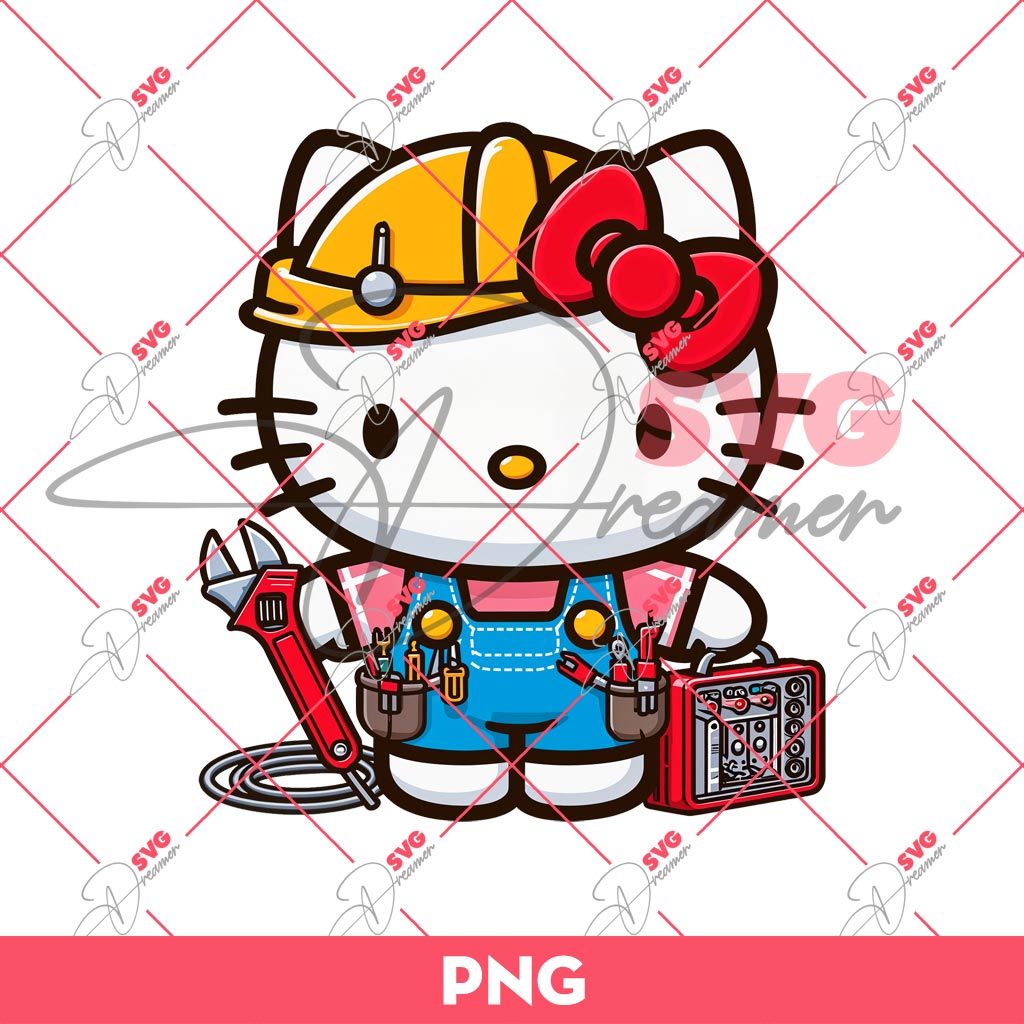 Hello Kitty Becomes A Electrician PNG, Kitty Electrician PNG