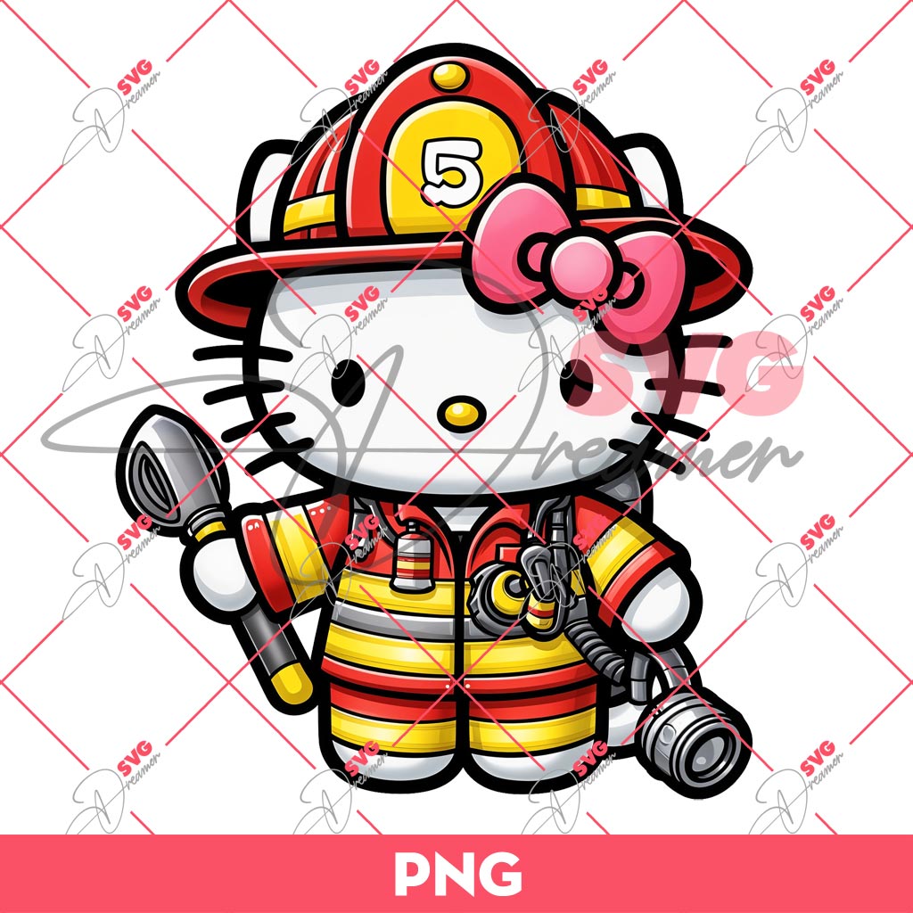 Hello Kitty Becomes A Firefighter PNG, Hello Kitty Firefighter PNG