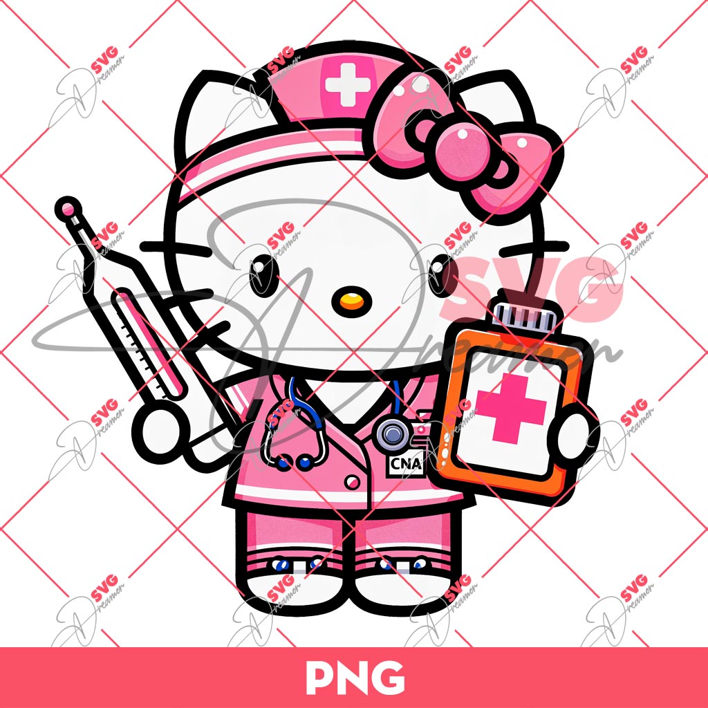 Hello Kitty Certified Nursing Assistant PNG, Hello Kitty CNA In Hospital PNG